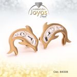 Zarcillo de Acero - Aleación Circón - Dorado - Delfín Blanco - 840308