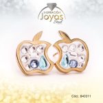 Zarcillo de Acero - Aleación Circón - Dorado - Manzana Multi Color - 840311