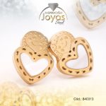Zarcillo de Acero - Aleación Nacar - Dorado - Corazón - 840313