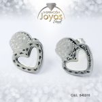 Zarcillo de Acero - Aleación Nacar - Plateado - Corazón - 840316