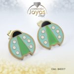 Zarcillo de Acero - Aleación Esmalte - Dorado - Coquito Verde - 840317