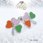 Zarcillo de Acero - Aleación Esmalte - Plateado - Trébol Multi Color - 840320