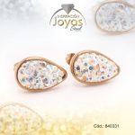 Zarcillo de Acero - Aleación Micro Circón - Dorado - Lágrima - 840331