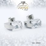 Zarcillo de Acero - Aleación Circón - Plateado - Solitario - 840334