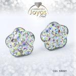 Zarcillo de Acero - Aleación Micro Circón - Plateado - Flor - 840341