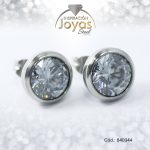 Zarcillo de Acero - Aleación Circón - Plateado - Solitario - 840344