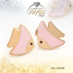 Zarcillo de Acero - Aleación Esmalte - Dorado - Pez Rosado - 840348