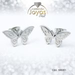 Zarcillo de Acero Variado Plateado Mariposa - 840351