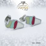 Zarcillo de Acero - Aleación Esmalte - Plateado - Helado Multi Color - 840352