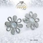 Zarcillo de Acero - Aleación Nacar - Plateado - Flor - 840356