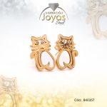 Zarcillo de Acero - Aleación Nacar - Dorado - Gato - 840357