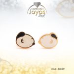 Zarcillo de Acero - Aleación Esmalte - Dorado - Snoopy Blanco/Negro - 840371