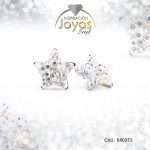 Zarcillo de Acero - Aleación Micro Circón - Plateado - Estrella - 840373