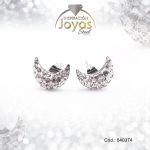 Zarcillo de Acero - Aleación Micro Circón - Plateado - Luna - 840374