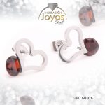 Zarcillo de Acero - Aleación Circón - Plateado - Corazón  - 840376
