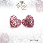 Zarcillo de Acero - Aleación Esmalte - Plateado - Corazón Multi Color - 840382