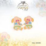 Zarcillo de Acero - Aleación Esmalte - Dorado - Oso Multi Color - 840385