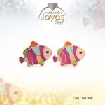 Zarcillo de Acero - Aleación Esmalte - Dorado - Pez Multi Color - 840386