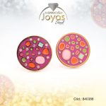 Zarcillo de Acero - Aleación Esmalte - Dorado - Círculo Multi Color - 840388