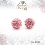 Zarcillo de Acero Esfera Micro Circón Plateado Rosado - 840395