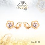 Zarcillo de Acero Colgante Circón Dorado Flor - 840430