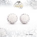 Zarcillo de Acero Esfera Micro Circón Plateado Media Esfera Varios - 840438