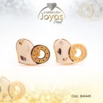 Zarcillo de Acero - Aleación Esmalte - Dorado - Corazón Blanco - 840445