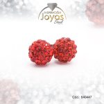 Zarcillo de Acero Esfera Micro Circón Plateado Rojo - 840447