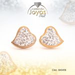 Zarcillo de Acero - Aleación Micro Circón - Dorado - Corazón - 840456