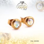 Zarcillo de Acero - Aleación Circón - Dorado - Solitario - 840483