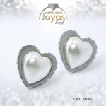 Zarcillo de Acero - Aleación Perla - Plateado - Corazón - 840537
