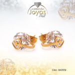 Zarcillo de Acero - Aleación Circón - Dorado - Solitario - 840559