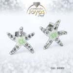 Zarcillo de Acero - Aleación Sintetico - Plateado - Estrella Verde - 840562