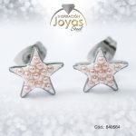 Zarcillo de Acero - Aleación Sintetico - Plateado - Estrella Rosado - 840564