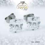 Zarcillo de Acero - Aleación Circón - Plateado - Solitario - 840576