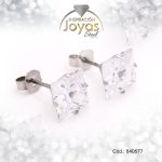 Zarcillo de Acero - Aleación Circón - Plateado - Solitario - 840577