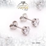 Zarcillo de Acero - Aleación Circón - Plateado - Solitario - 840581