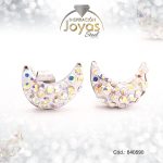 Zarcillo de Acero - Aleación Micro Circón - Plateado - Luna - 840590