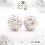 Zarcillo de Acero Esfera Micro Circón Plateado Blanco - 840599