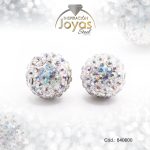 Zarcillo de Acero Esfera Micro Circón Plateado Blanco - 840600