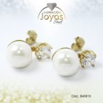 Zarcillo de Acero - Aleación Perla - Dorado - Base Circón - 840610