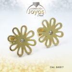 Zarcillo de Acero - Aleación Circón - Dorado - Flor - 840617