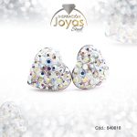 Zarcillo de Acero - Aleación Micro Circón - Plateado - Corazón - 840618