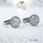 Zarcillo de Acero Colgante Micro Circón Plateado Círculo - 840638