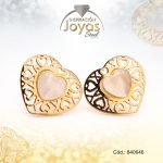 Zarcillo de Acero - Aleación Nacar - Dorado - Corazón - 840646