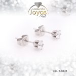 Zarcillo de Acero - Aleación Circón - Plateado - Solitario - 840648