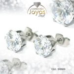 Zarcillo de Acero - Aleación Circón - Plateado - Solitario - 840649