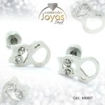 Zarcillo de Acero - Bebé Circón - Plateado - Gato - 840657