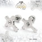 Zarcillo de Acero - Bebé Circón - Plateado - Cruz - 840659