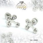 Zarcillo de Acero - Bebé Circón - Plateado - Cruz - 840660